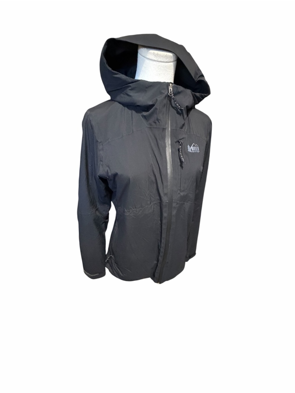 REI Co-op Waterproof Women's Black Hooded Rain Jacket Sz Medium